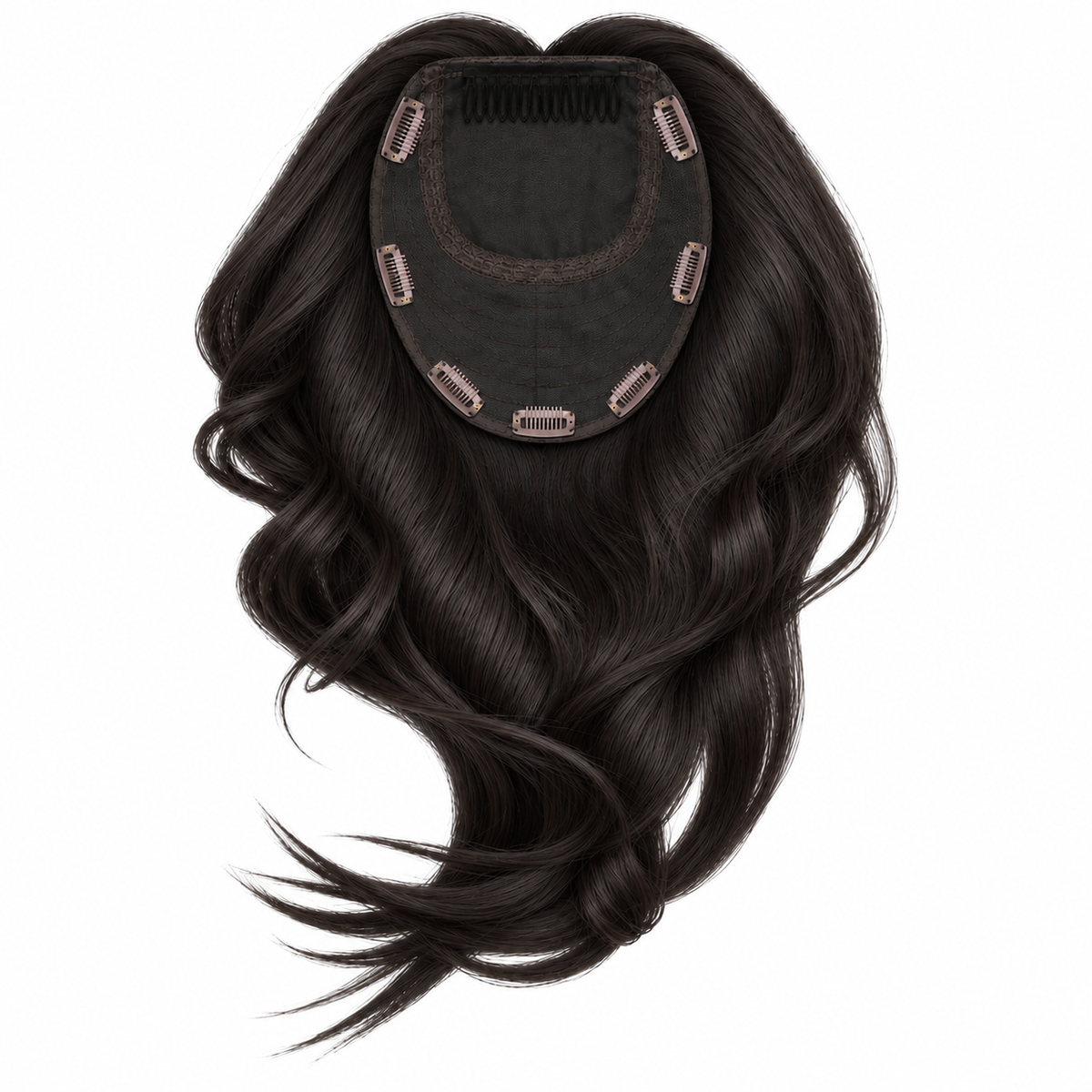 Topper in capelli veri nero naturale con base 7x9 e clip - LadyDeWig